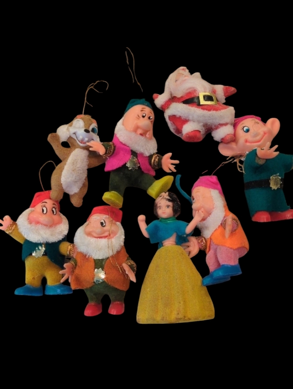 Vintage Disney Snow White Seven Dwarfs Ornaments Set Of 8